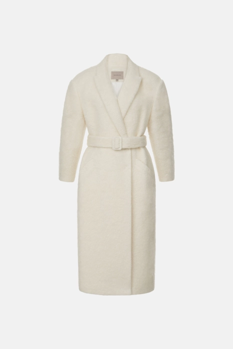 Двобортне пальто з альпаки з акцентним плечем