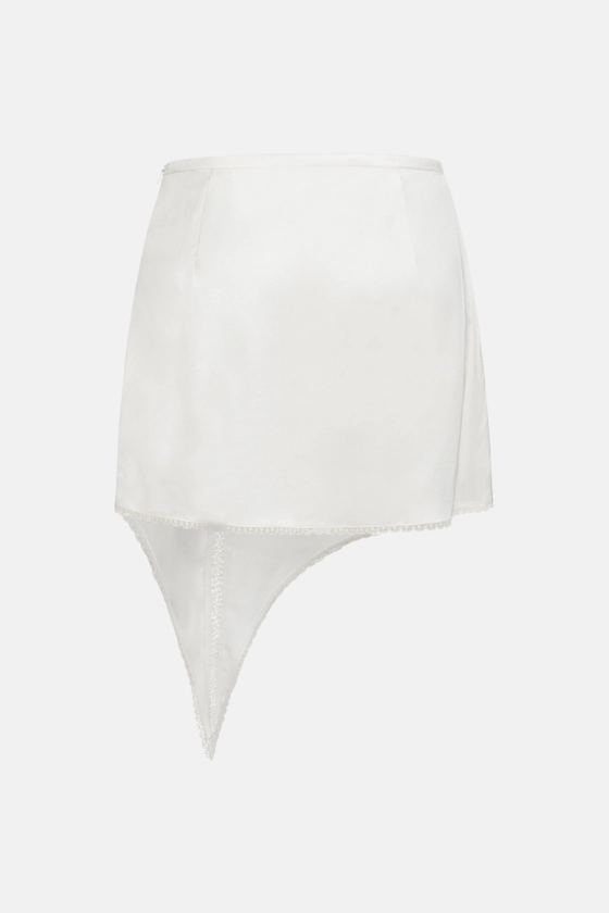 Спідниця міні з розрізом та мереживом 