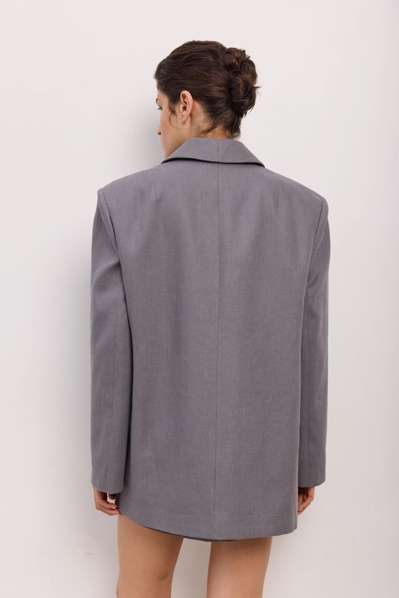 Жакет лляний двобортний оверсайз з підплічниками 