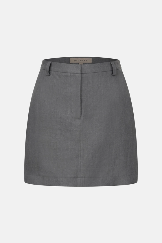 Спідниця міні лляна з високою посадкою 