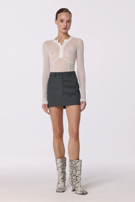 Wool mini skirt with mid-rise