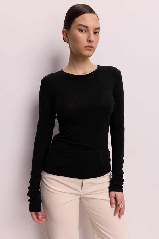 Лонгслів приталений напівпрозорий 