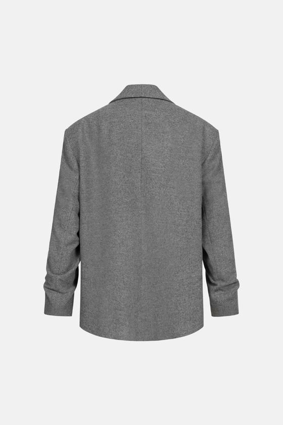 Пальто-жакет оверсайз із збіркою на рукаві 