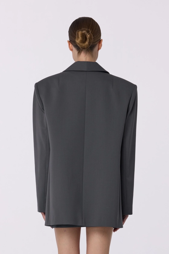 Жакет вовняний двобортний оверсайз з підплічниками 