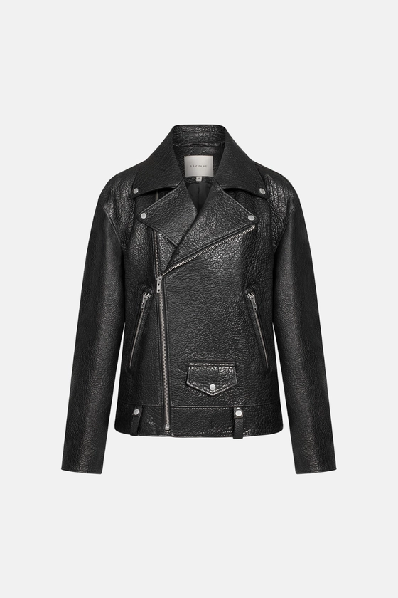 Шкіряна куртка зі структурованої шкіри 