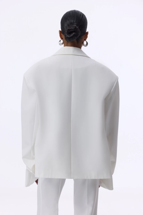 Oversized cotton blazer with gathered sleeves