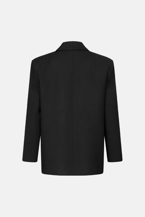 Oversized double-breasted cotton blazer with shoulder pads
