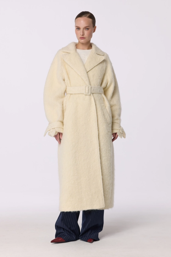 Пальто з альпаки максі зі спущеним рукавом 