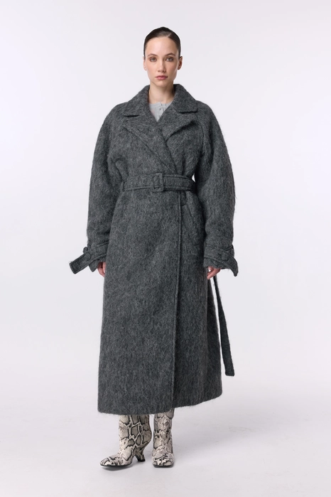 Пальто з альпаки максі зі спущеним рукавом