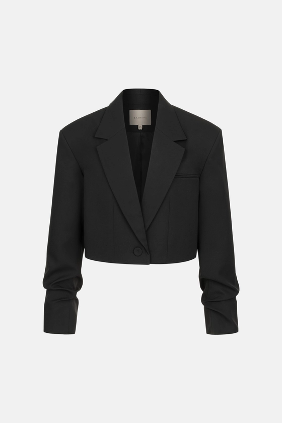 Жакет кроп вовняний зі збіркою на рукаві 