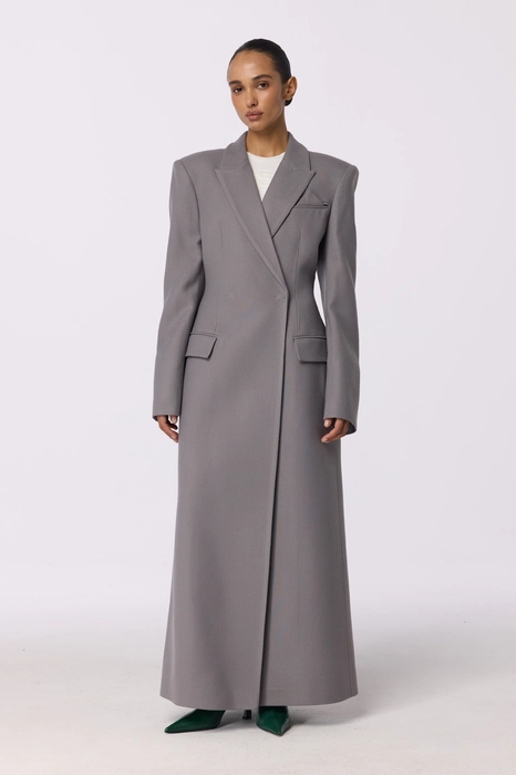 Пальто приталене з акцентним плечем