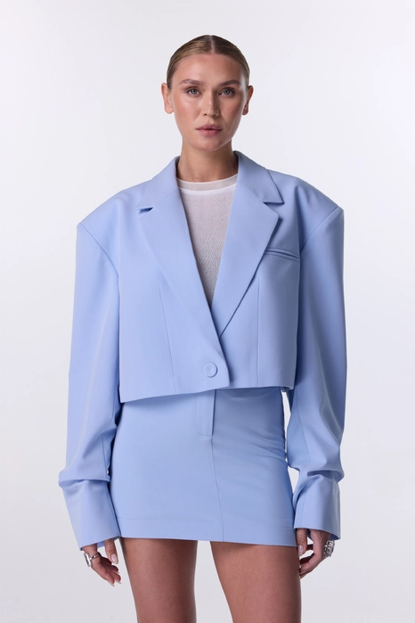 Жакет кроп котоновий зі збіркою на рукаві