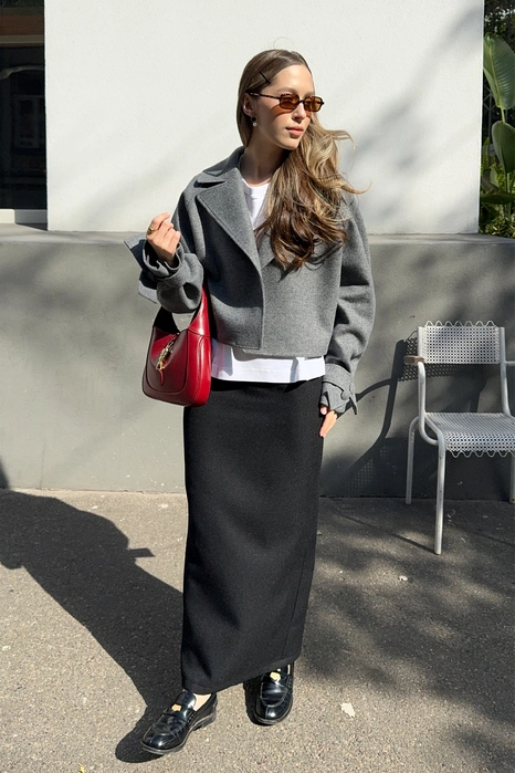 Пальто кроп зі cпущеним рукавом