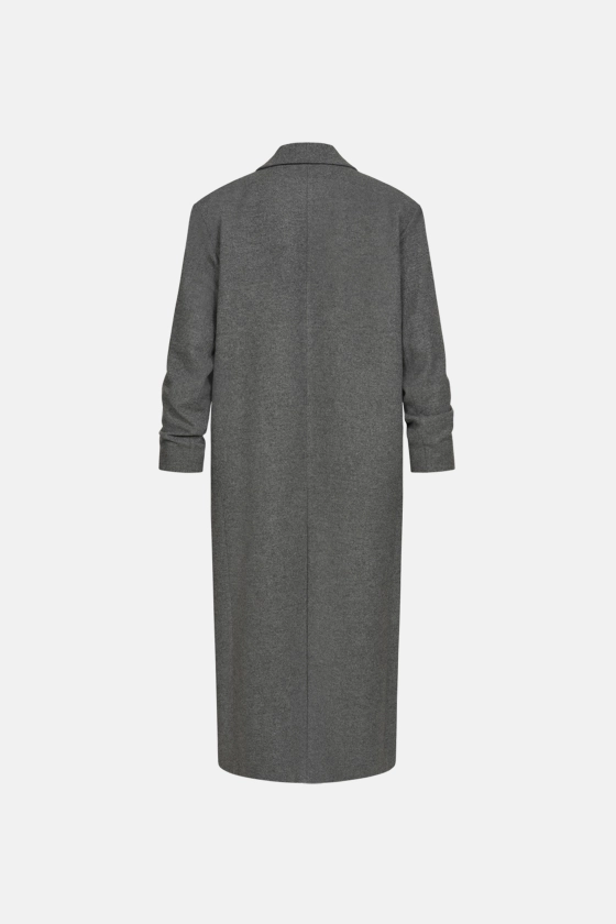 Пальто прямого крою зі збіркою на рукаві - фото 2