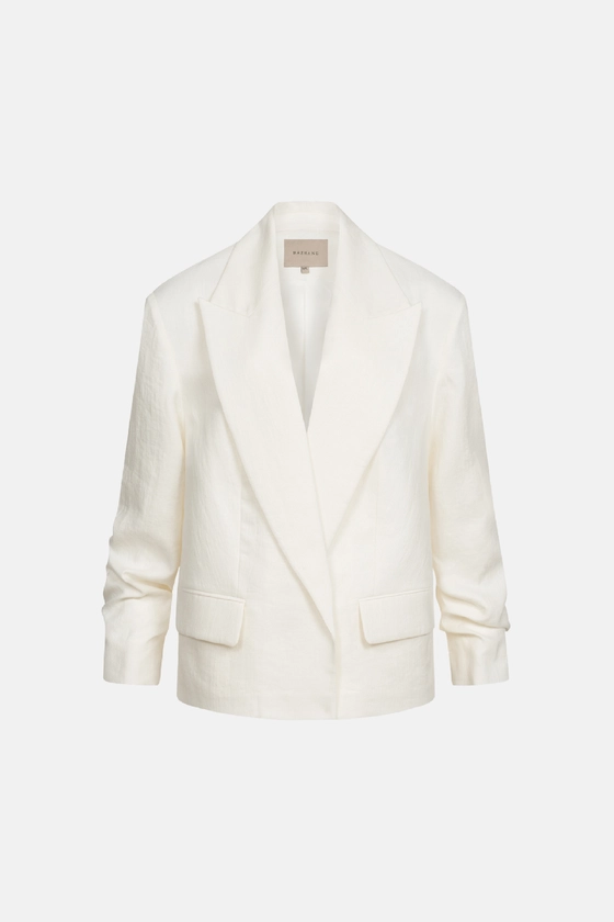 Жакет лляний оверсайз зі збіркою на рукаві 