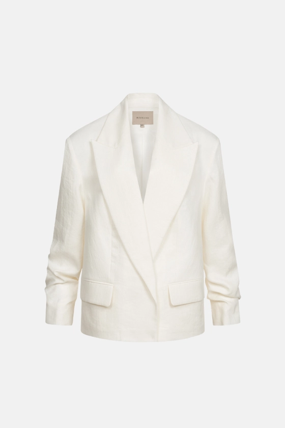 Жакет лляний оверсайз зі збіркою на рукаві 