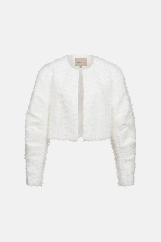 Fluffy bomber jacket with gathered details on the sleeves - photo 1