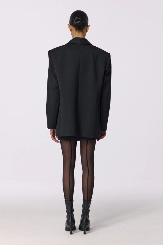 Oversized double-breasted wool blazer with shoulder pads - photo 6
