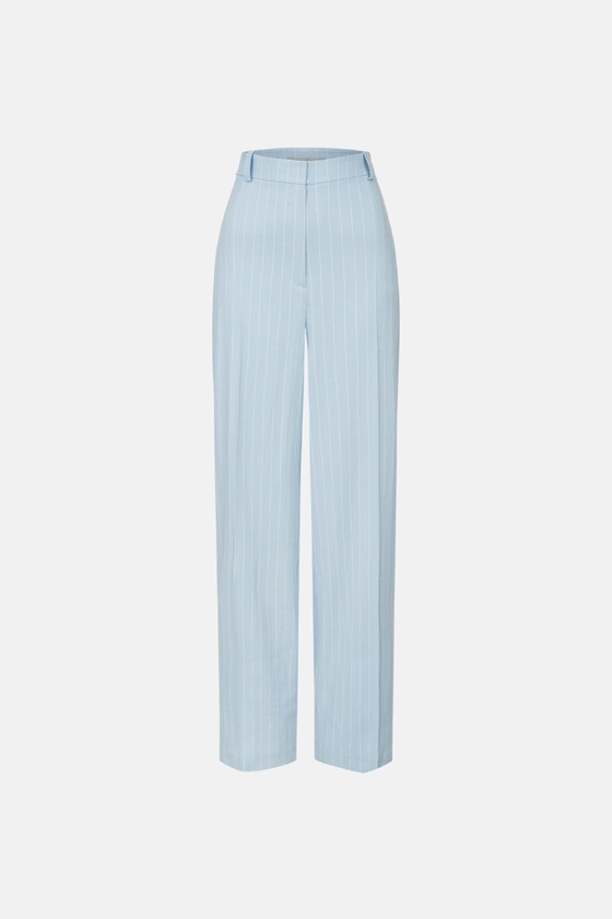 Брюки лляні на середній посадці зі стрілками 