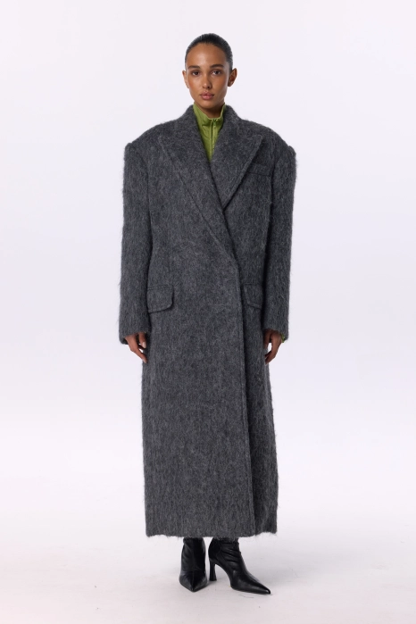 Пальто оверсайз прямого крою з альпаки