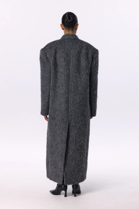 Пальто оверсайз прямого крою з альпаки 