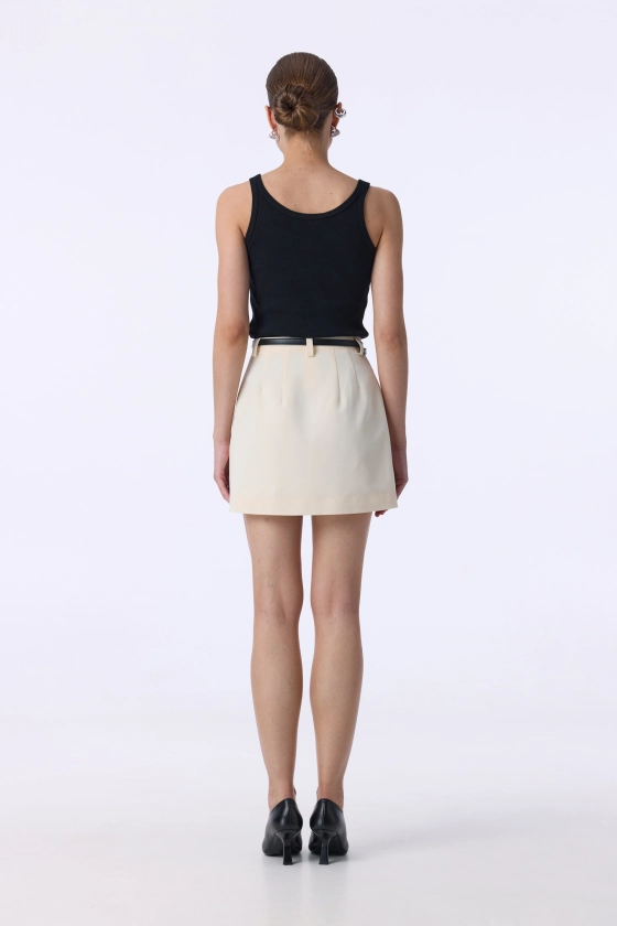 High-waisted mini cotton skirt - photo 4