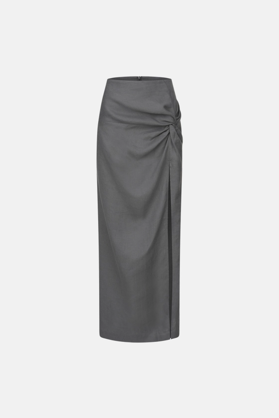 Linen maxi skirt with knot - photo 1