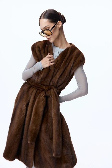 Вінтажна норкова шуба-жилет