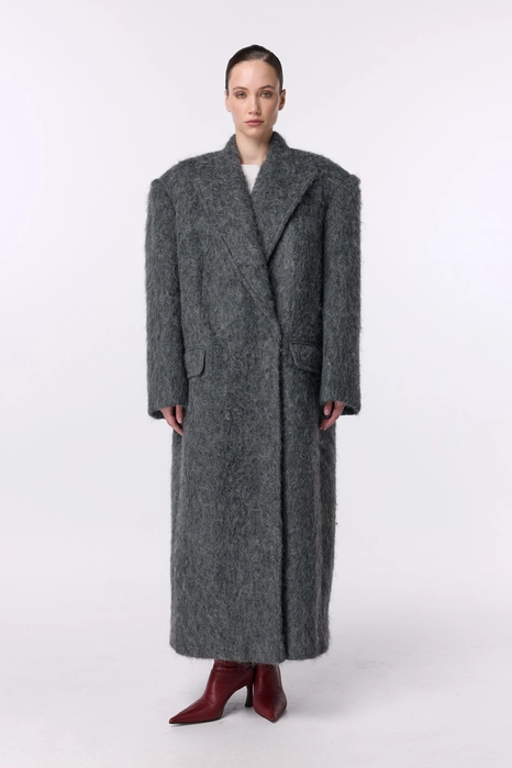 Пальто оверсайз прямого крою з альпаки