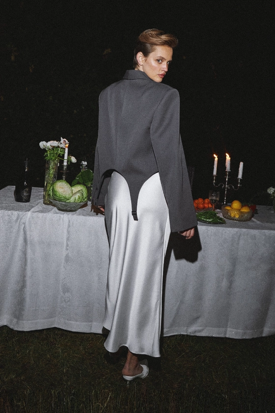 Спідниця міді атласна 