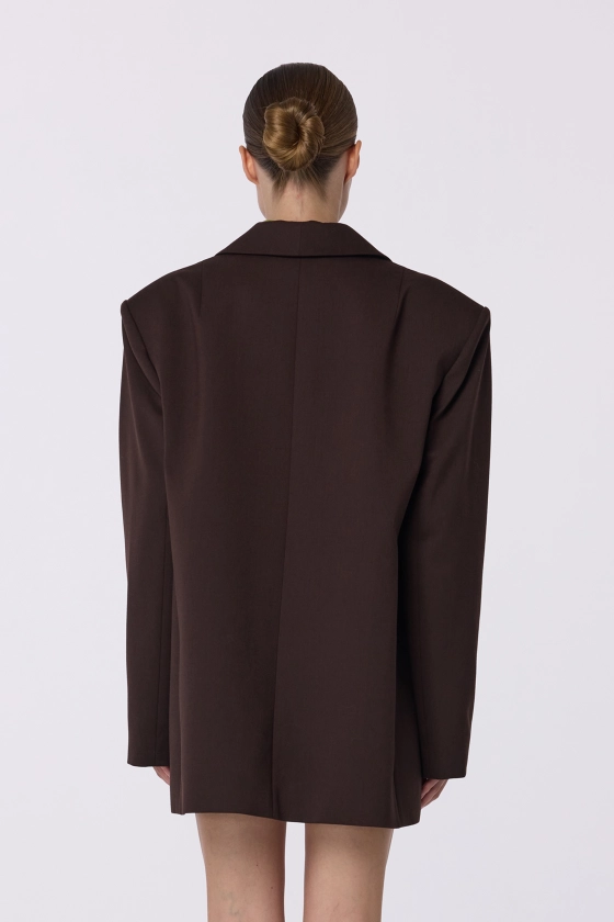 Жакет вовняний двобортний оверсайз з підплічниками 