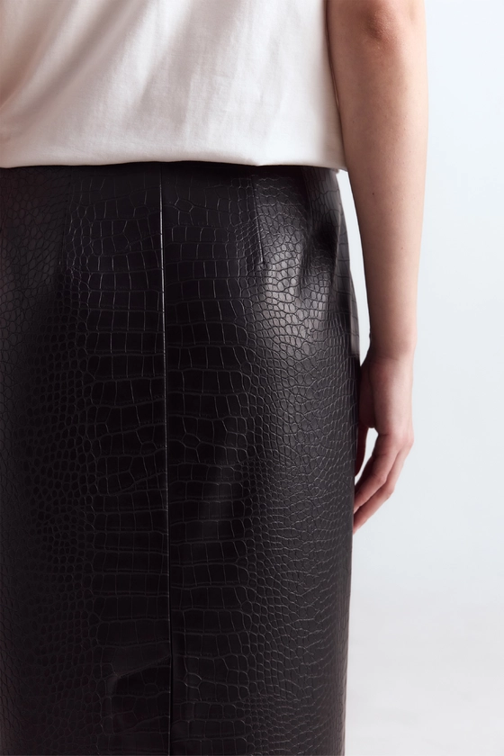 Спідниця з екошкіри максі з середньою посадкою 