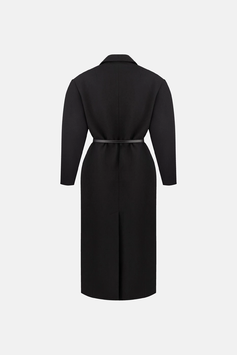 Double-breasted coat with accent shoulder