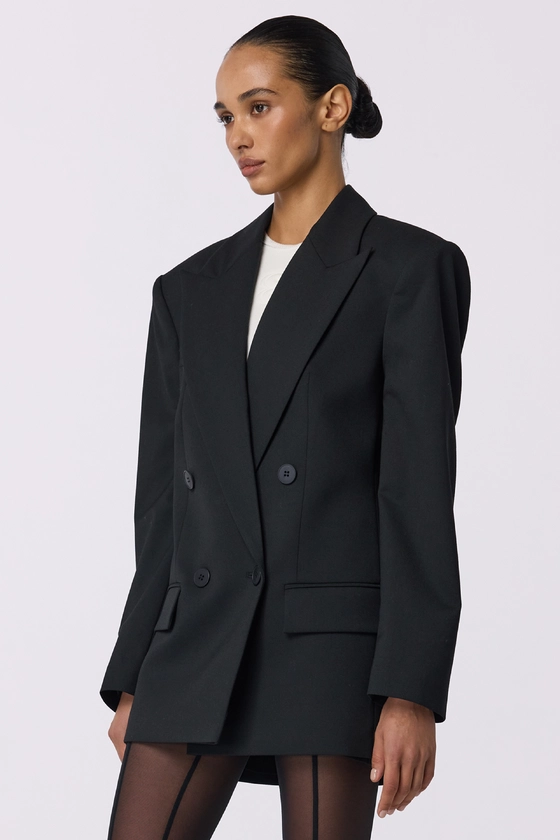 Жакет вовняний двобортний оверсайз з підплічниками 