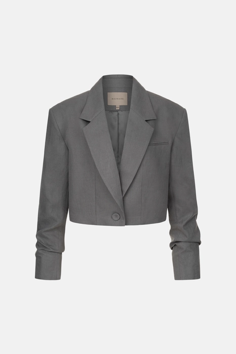 Жакет кроп лляний зі збіркою на рукаві