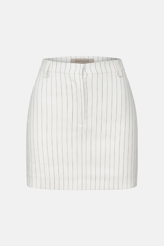 Спідниця міні лляна з високою посадкою 