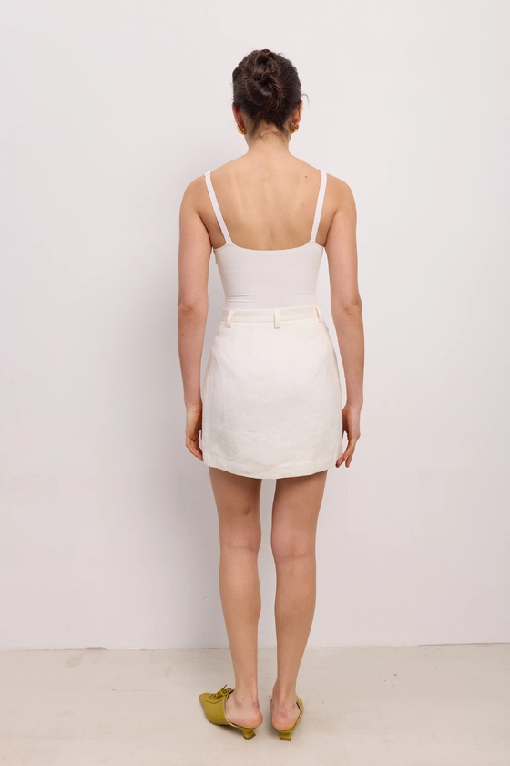 Спідниця міні лляна з високою посадкою 