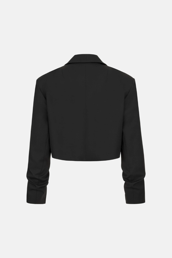 Жакет кроп вовняний зі збіркою на рукаві 