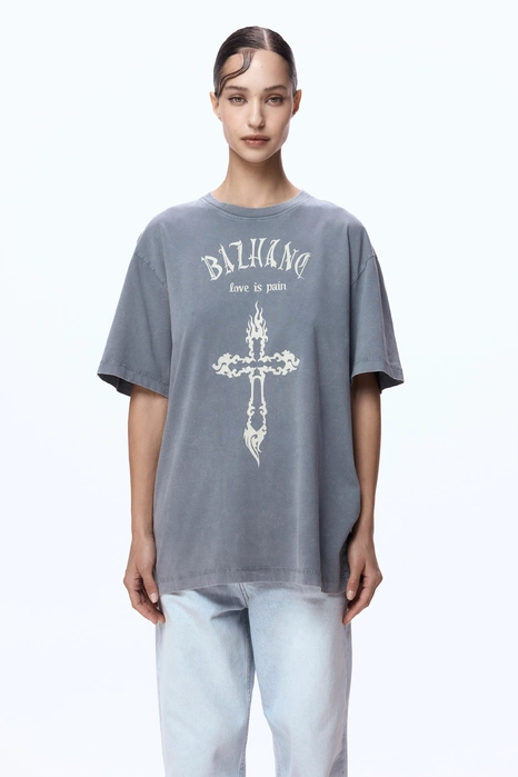 Oversized vintage T-shirt with Cross print