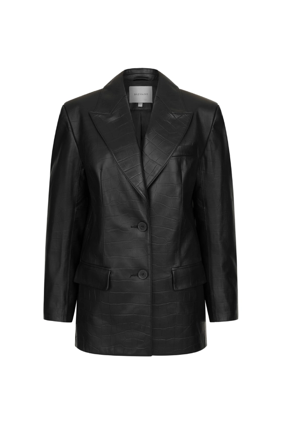 Жакет шкіряний оверсайз із підплічниками 