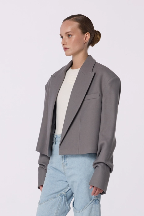 Пальто кроп зі збіркою на рукаві