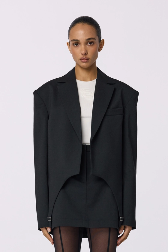 Жакет кроп вовняний з гартерами 