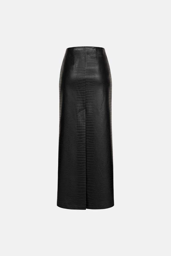 Спідниця з екошкіри максі з середньою посадкою 