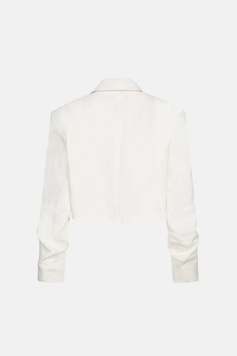 Жакет кроп лляний зі збіркою на рукаві