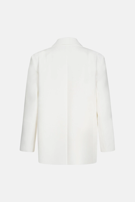 Double-breasted cotton blazer with shoulder pads