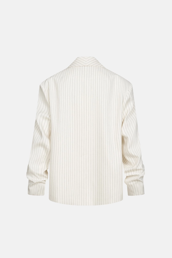 Жакет лляний оверсайз зі збіркою на рукаві 