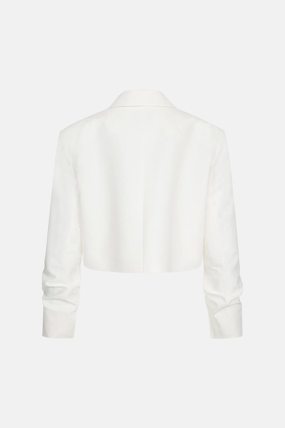 Жакет кроп котоновий зі збіркою на рукаві 