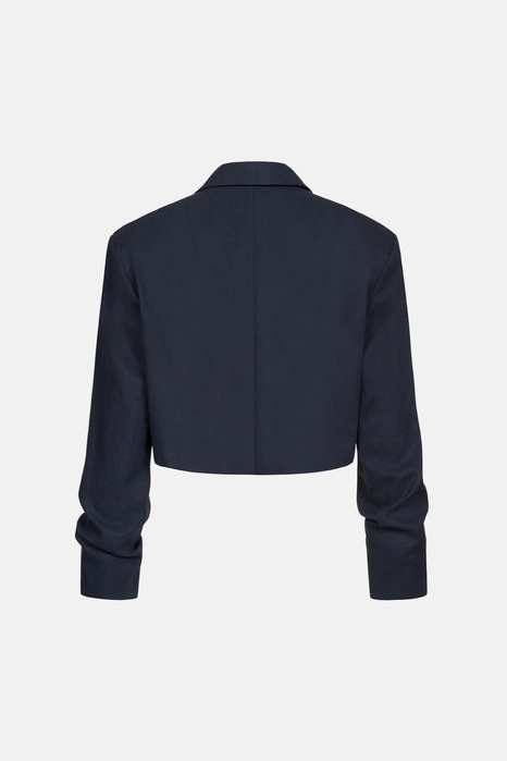 Жакет кроп лляний зі збіркою на рукаві