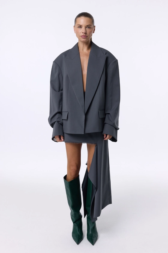 Спідниця вовняна міні з відрізаною деталлю 