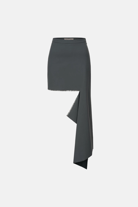 Спідниця вовняна міні з відрізаною деталлю
